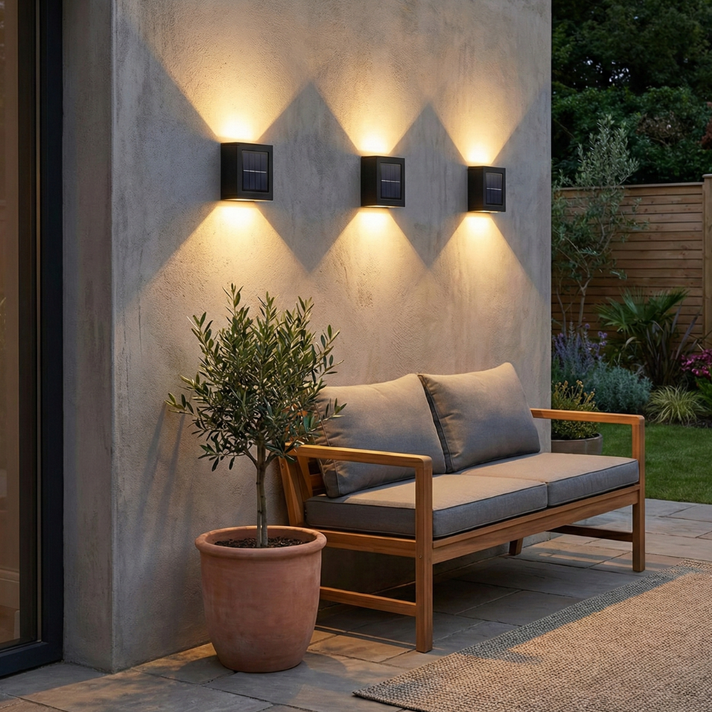 Luz Solar de Pared para Exteriores IP65 a Prueba de Agua | Luz LED Arriba y Abajo para Patio, Jardín y Jardín