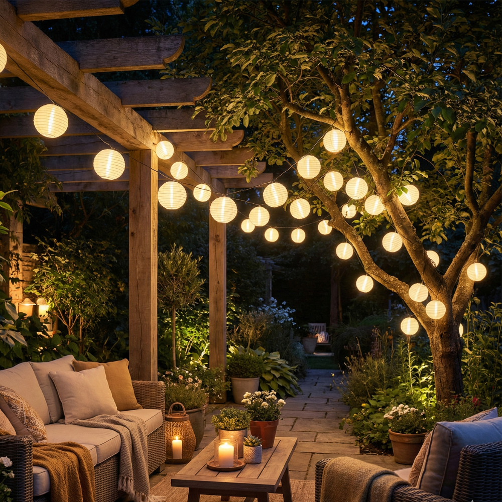 Luces de Cadena Solares | Luces de Patio Art Deco Impermeables para Decoración Exterior