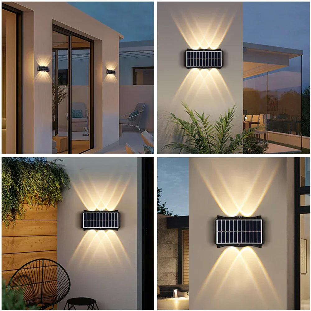 Lámpara Solar de Pared Exterior con Iluminación LED Impermeable IP65 y Energía Solar