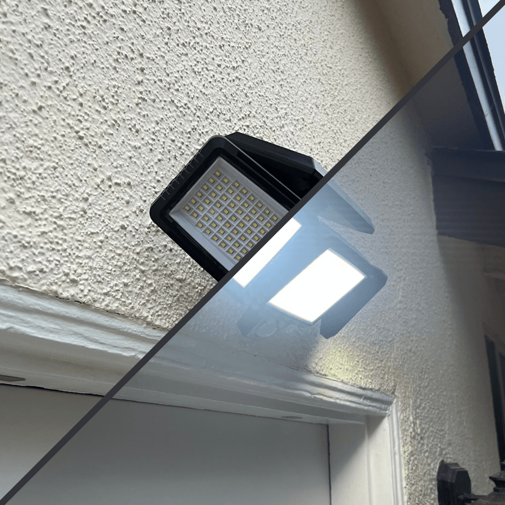 SUNDEFENSE – Luz de seguridad solar con sensor de movimiento y control remoto