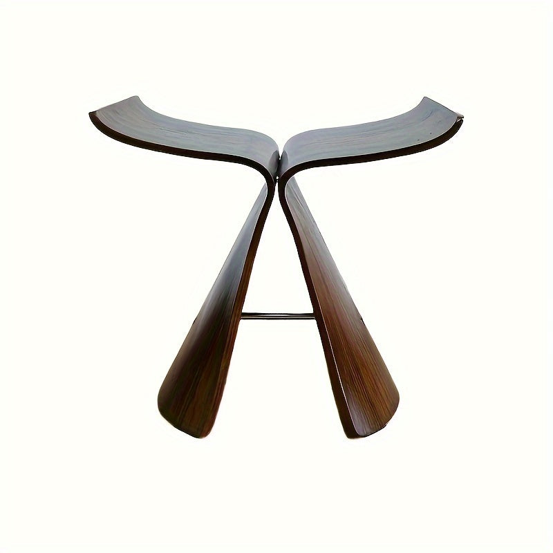 Taburete mariposa de madera maciza con un diseño atemporal, que ofrece un asiento compacto y versátil – acabado natural