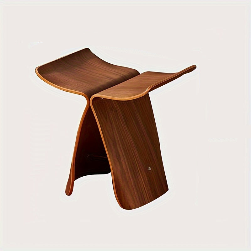 Taburete mariposa de madera maciza con un diseño atemporal, que ofrece un asiento compacto y versátil – acabado natural