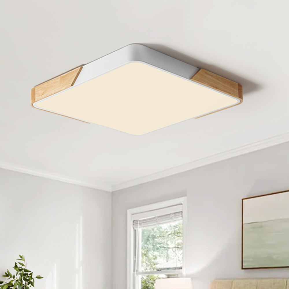 Montaje Empotrado Cuadrado LED Regulable con Acabado de Madera