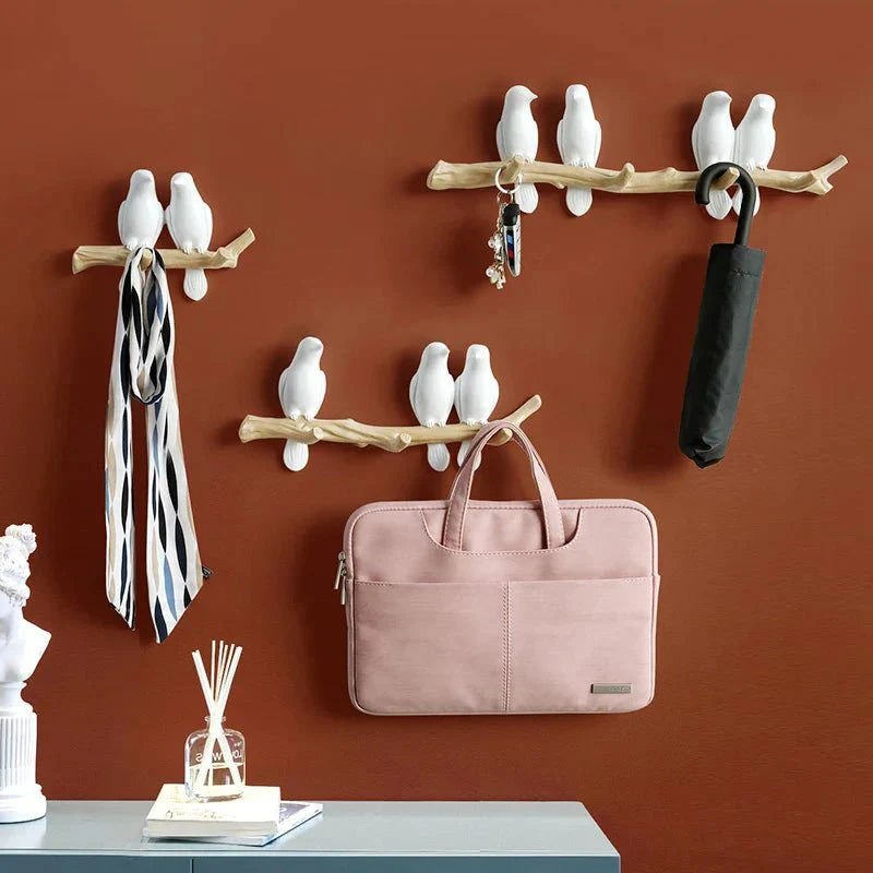 Ligne d’Entrée | Perchero de Pared Estiloso de Madera de Alta Calidad con Diseño de Pájaro Único – Duradero y Funcional para Abrigos y Bolsas