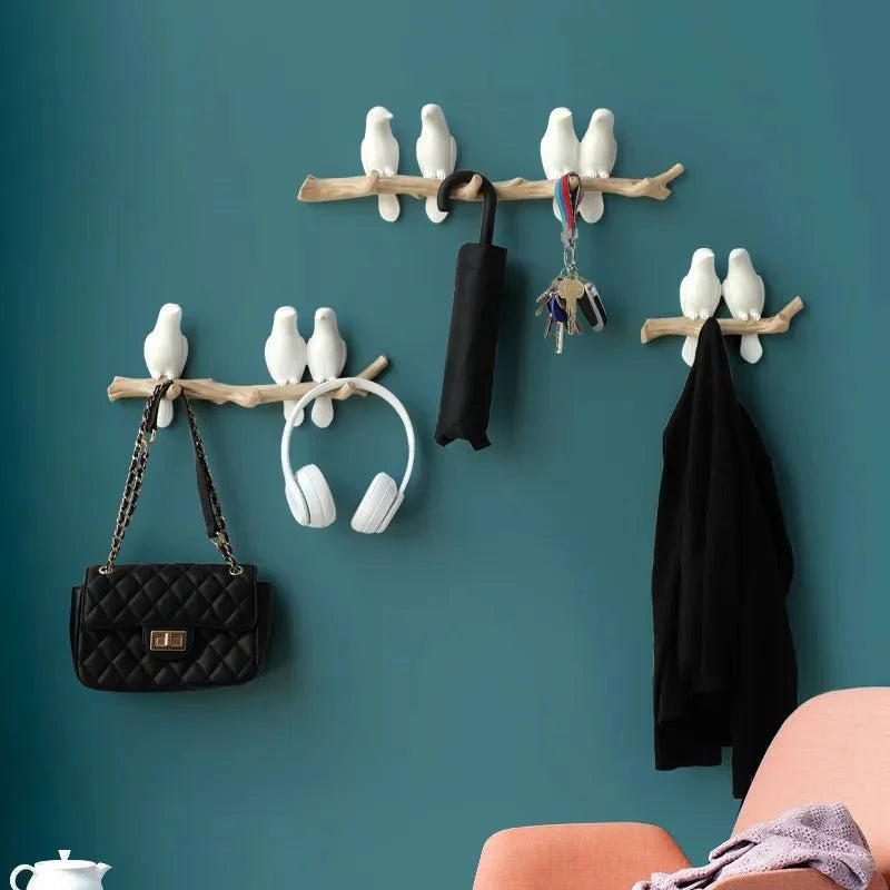 Ligne d’Entrée | Perchero de Pared Estiloso de Madera de Alta Calidad con Diseño de Pájaro Único – Duradero y Funcional para Abrigos y Bolsas