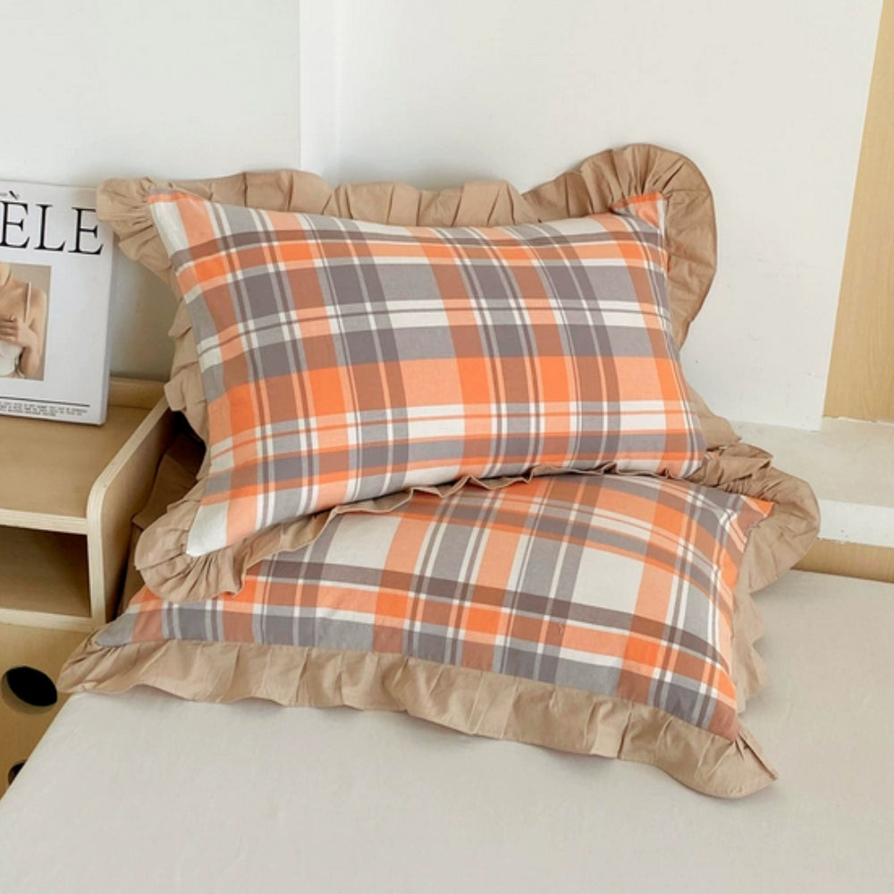 Funda de Almohada de Encaje con Volantes a Rayas en Múltiples Colores