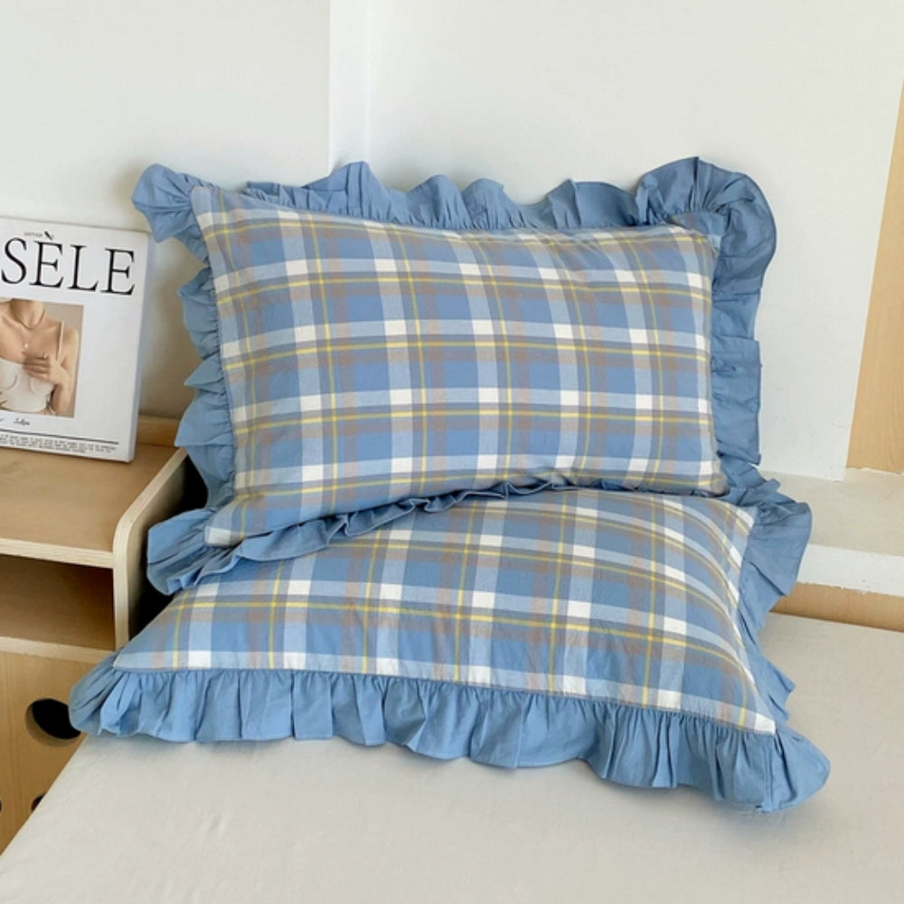 Funda de Almohada de Encaje con Volantes a Rayas en Múltiples Colores