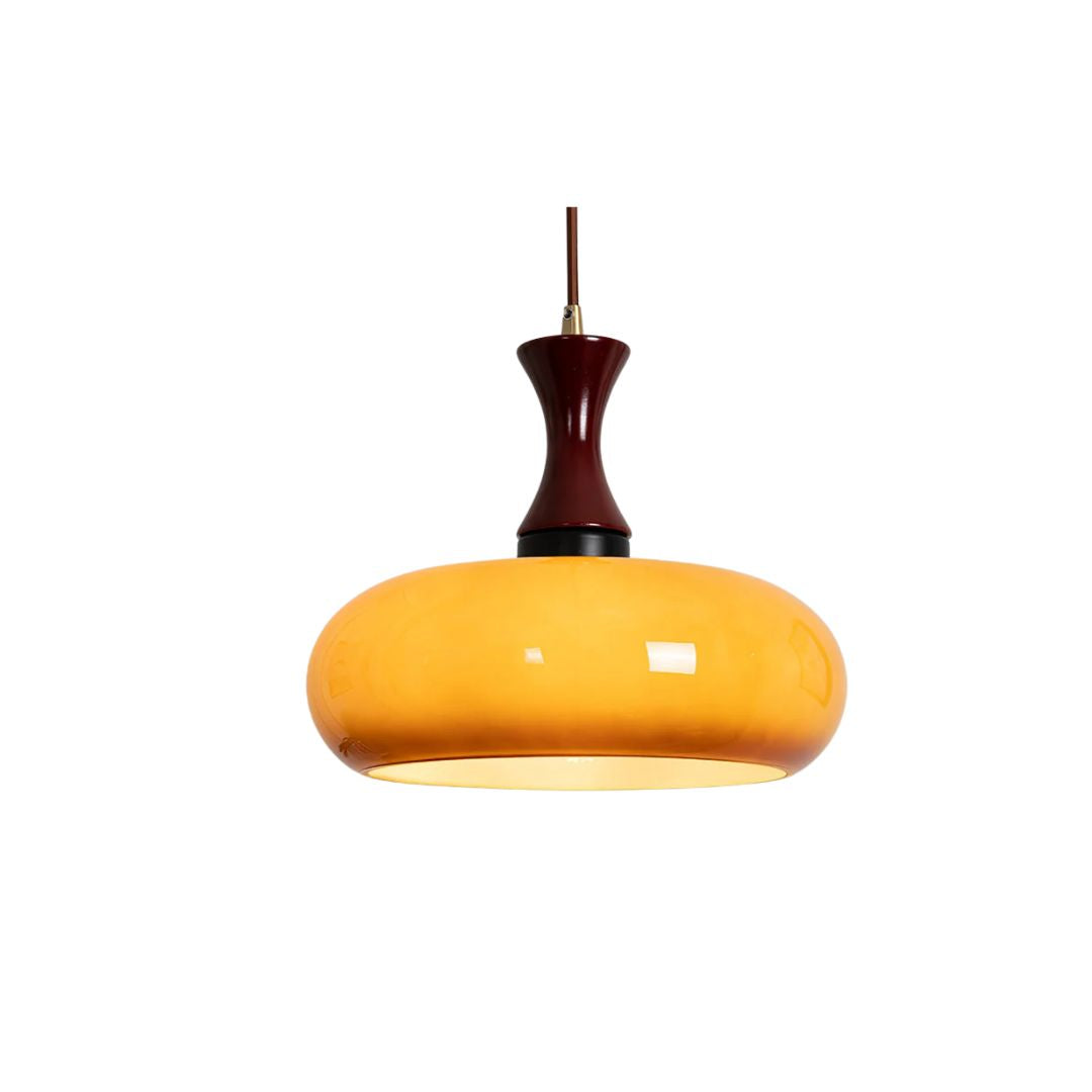 Lámpara Colgante Estilosa de Vidrio y Madera – Lámpara Retro para Salón y Comedor, Universal, Luz Acogedora