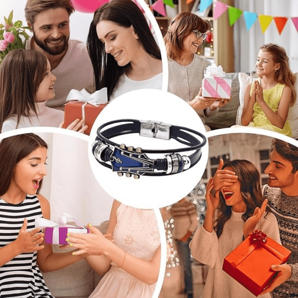 Pulsera de Cuero Estilosa para Mujer con Diseño de Guitarra – Accesorio Elegante para Amantes de la Música