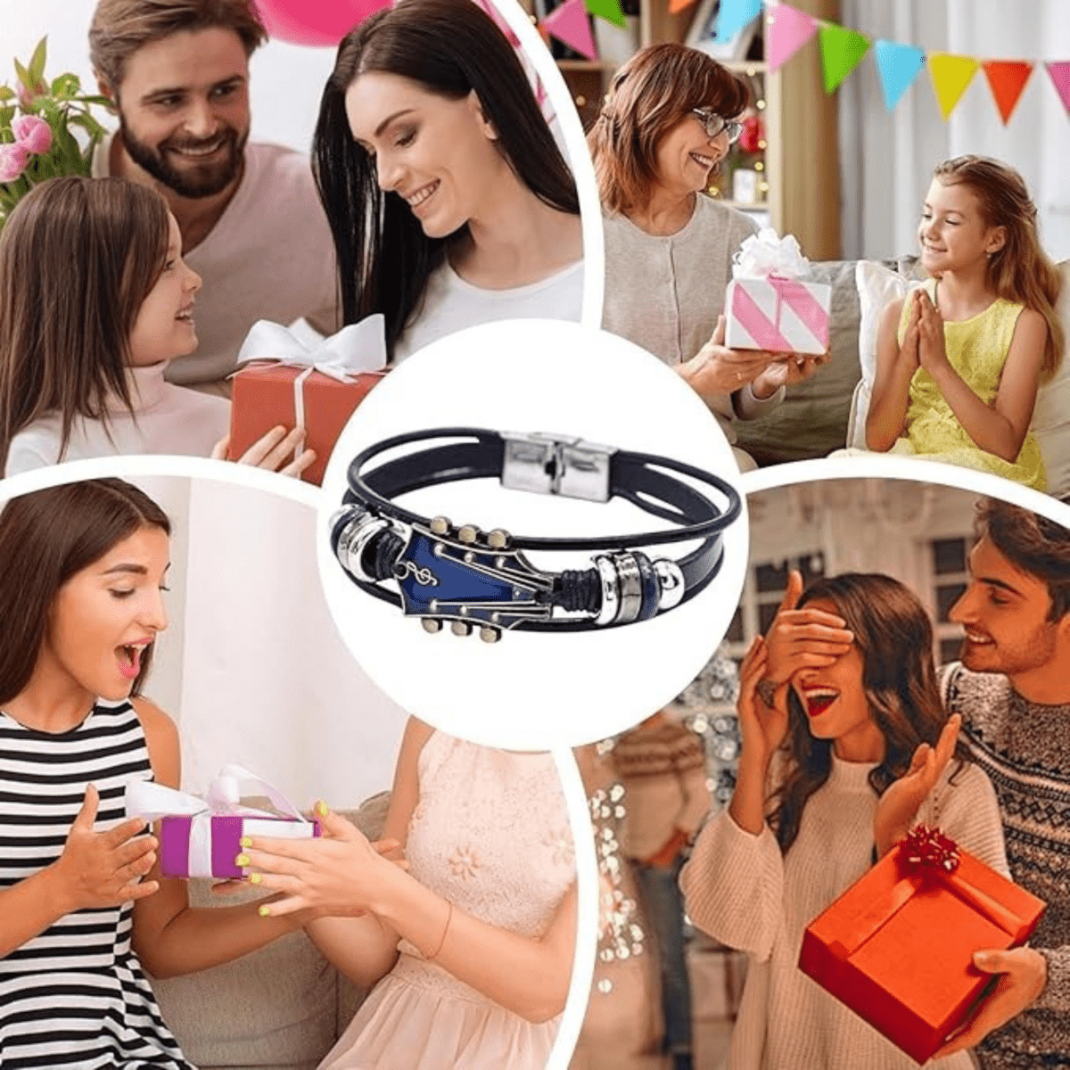 Pulsera de Cuero Estilosa para Mujer con Diseño de Guitarra – Accesorio Elegante para Amantes de la Música