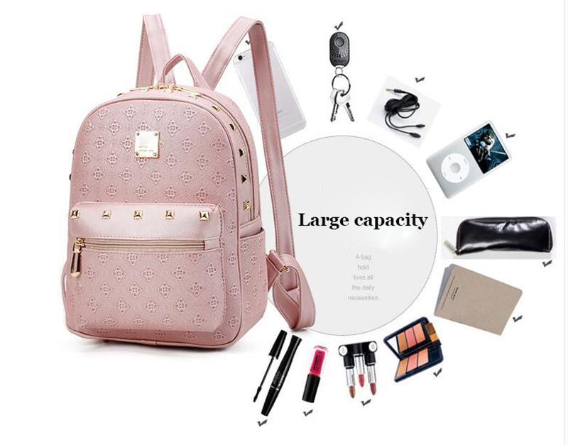 Mochila de Cuero Elegante para Mujer Urbana con Correas Ajustables y Acentos Dorados – Espaciosa y Funcional
