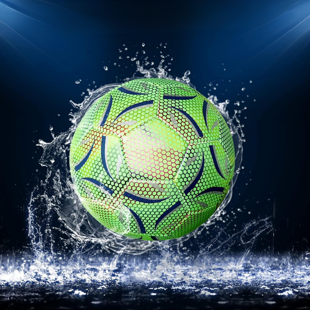 Pelota de fútbol que brilla en la oscuridad + Construcción duradera cosida a mano + Diversión nocturna + Diversión iluminada al aire libre