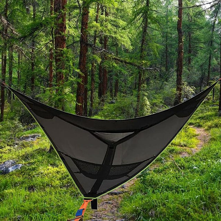 Tienda de aire portátil familiar de 2.8 m para camping, hamaca triangular multi-persona (Negro)