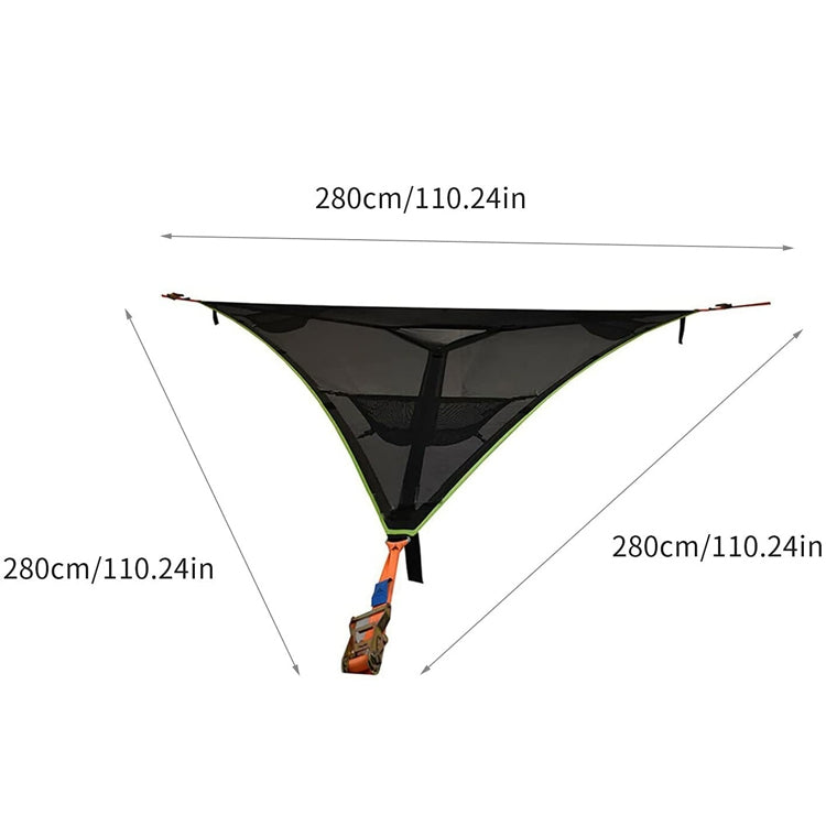 Tienda de aire portátil familiar de 2.8 m para camping, hamaca triangular multi-persona (Negro)