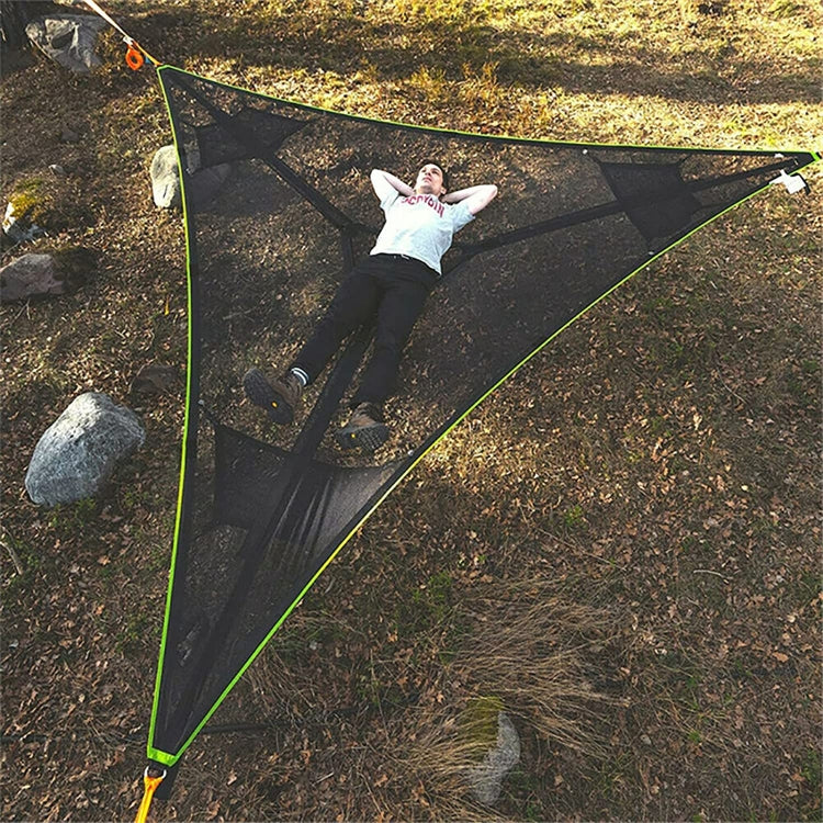 Tienda de aire portátil familiar de 2.8 m para camping, hamaca triangular multi-persona (Negro)