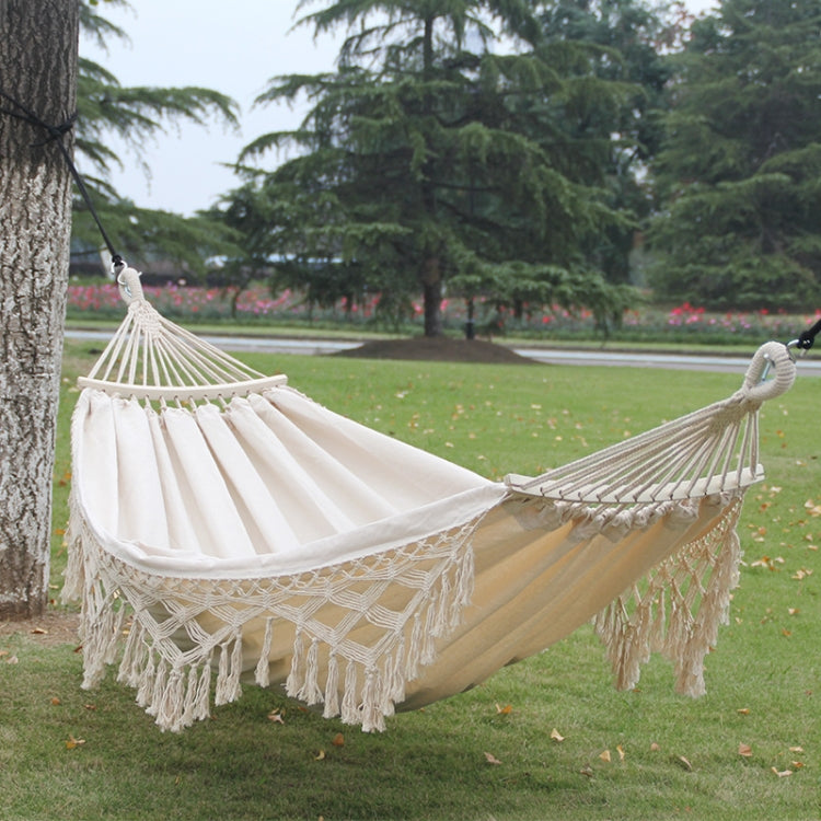 Kalsten | Hammock de Lona Doble para Camping al Aire Libre de 200x150cm con Poste (Blanco)