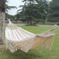 Kalsten | Hammock de Lona Doble para Camping al Aire Libre de 200x150cm con Poste (Blanco)
