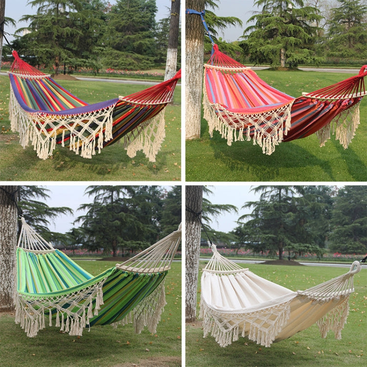 Kalsten | Hammock de Lona Doble para Camping al Aire Libre de 200x150cm con Poste (Blanco)