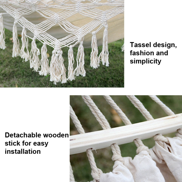 Kalsten | Hammock de Lona Doble para Camping al Aire Libre de 200x150cm con Poste (Blanco)