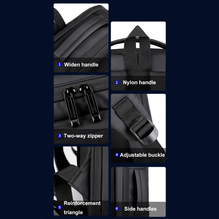 Mochila para laptop impermeable expandible para negocios con puerto USB (Negro)