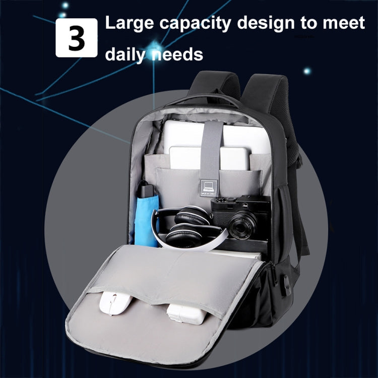 Mochila para laptop impermeable expandible para negocios con puerto USB (Negro)