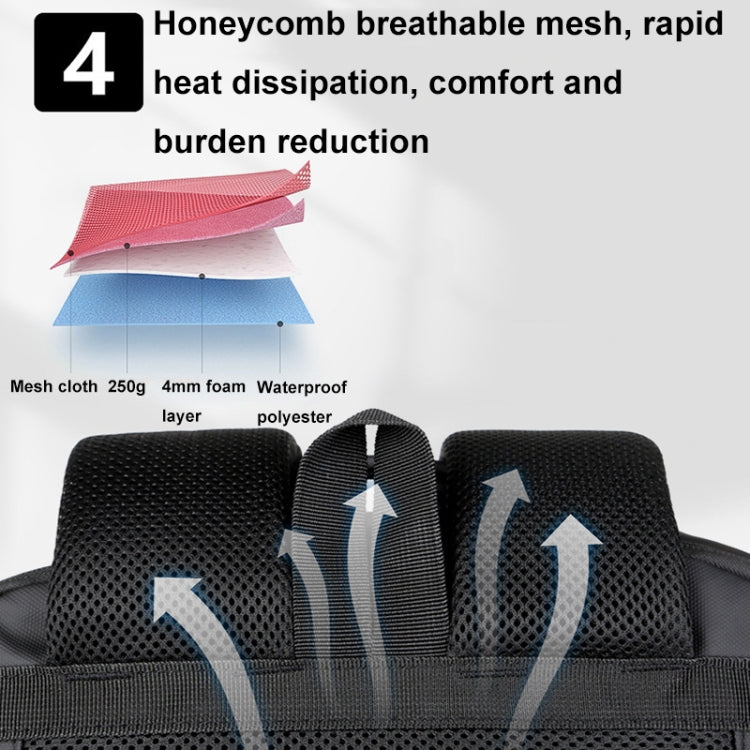 Mochila para laptop impermeable expandible para negocios con puerto USB (Negro)