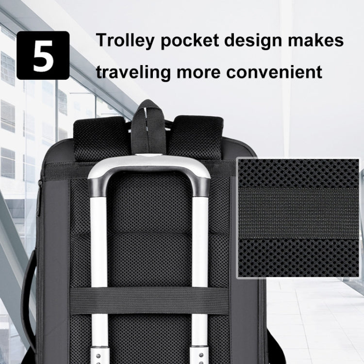 Mochila para laptop impermeable expandible para negocios con puerto USB (Negro)