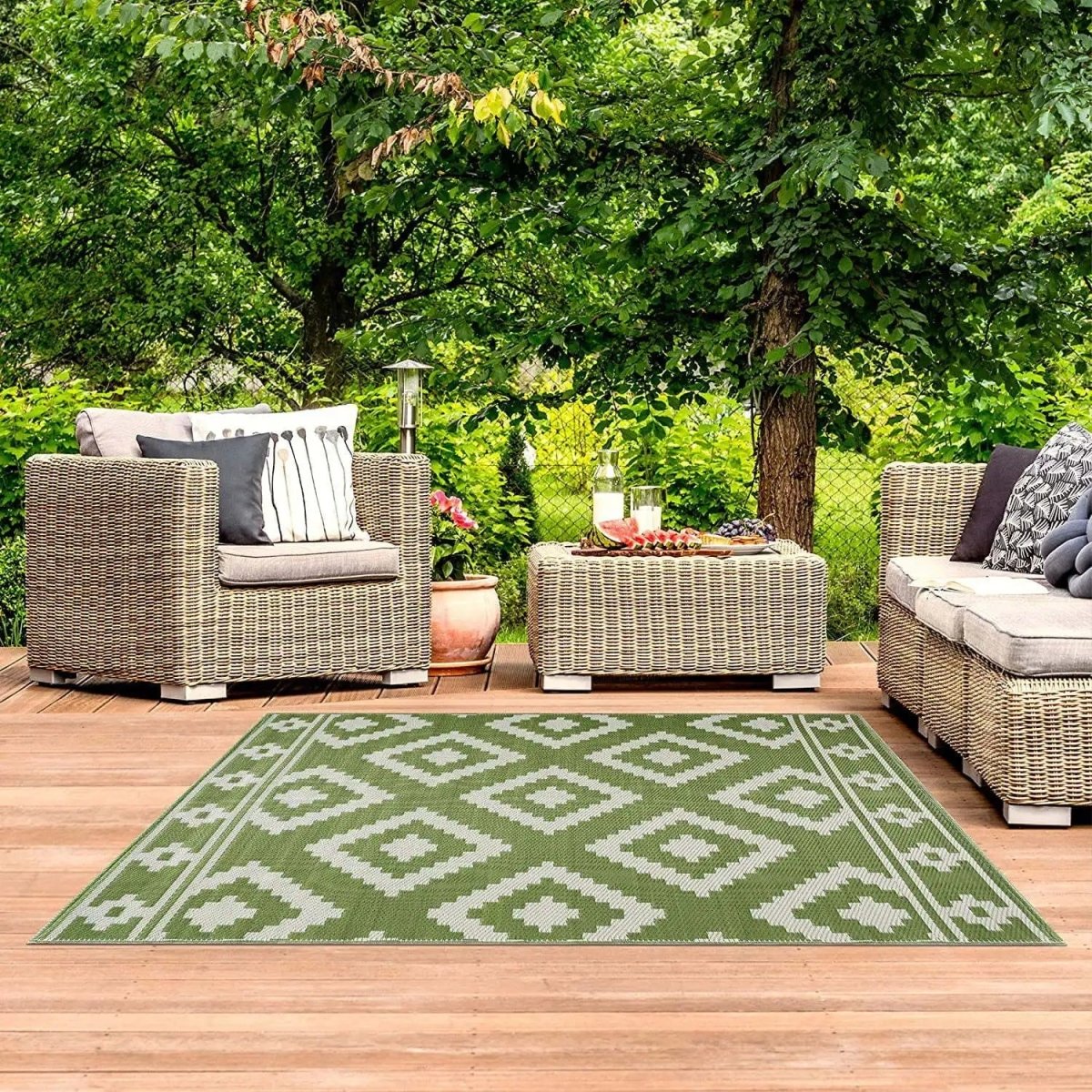 PATIOLOOM – Alfombra de jardín exterior de alta calidad, fácil de limpiar y resistente a la intemperie