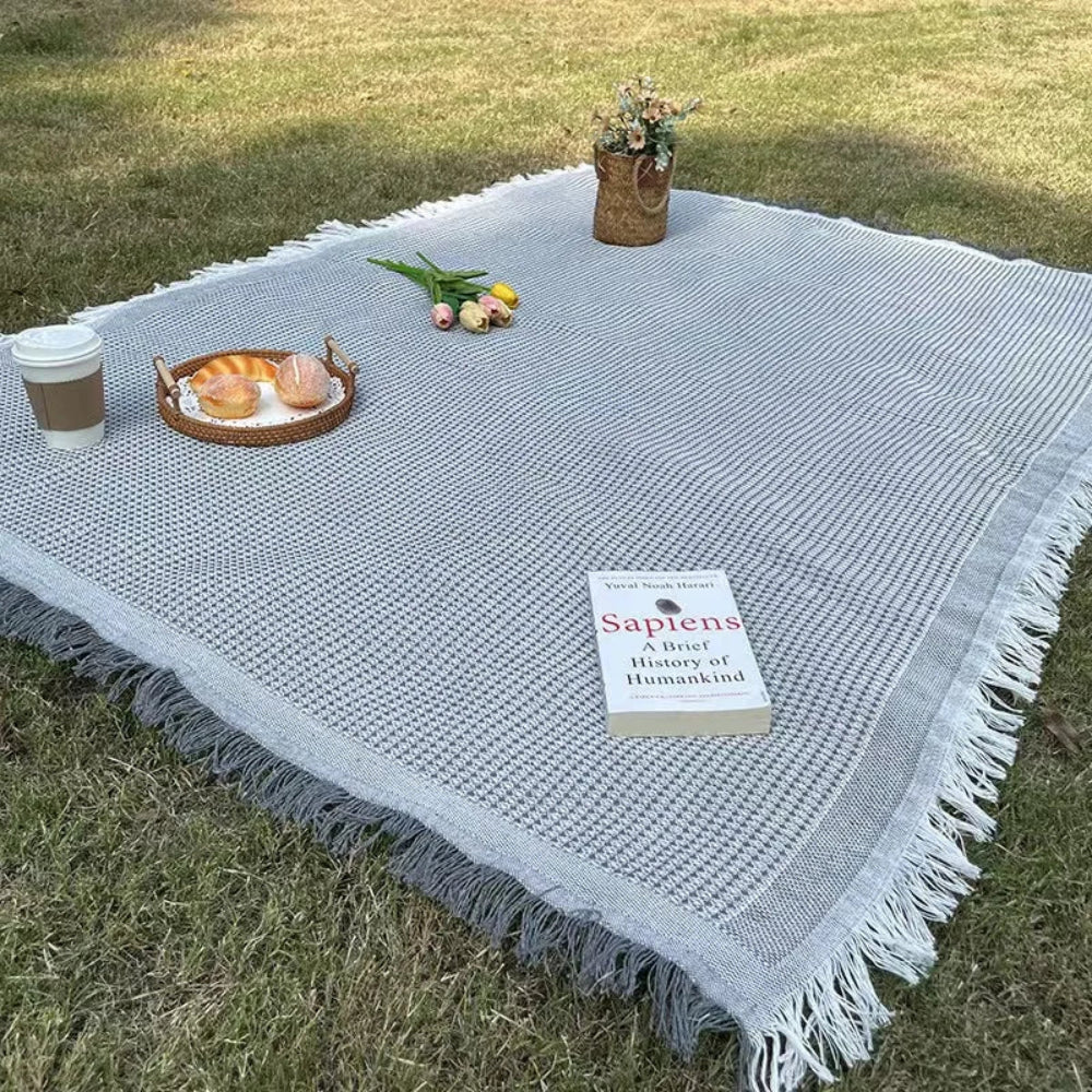 Mantel de Algodón y Lino para Picnic y Jardín