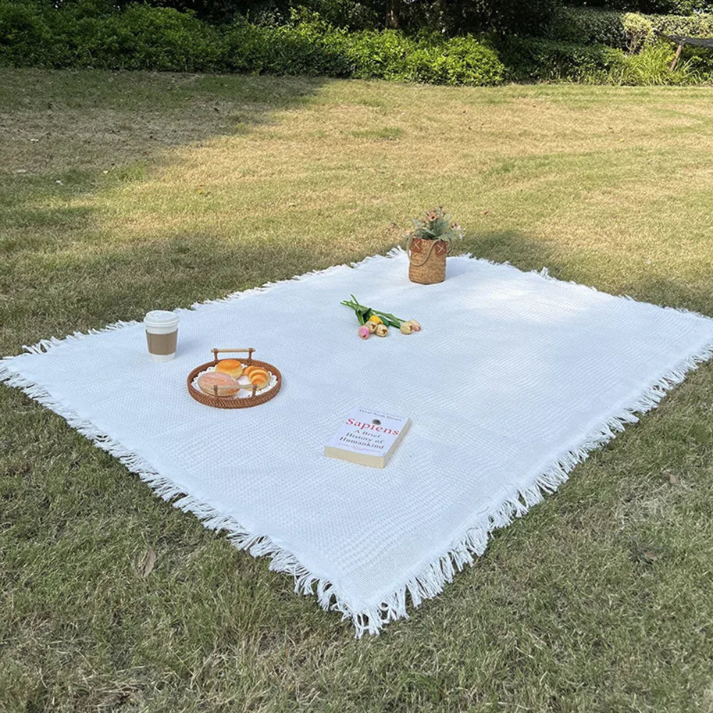 Mantel de Algodón y Lino para Picnic y Jardín