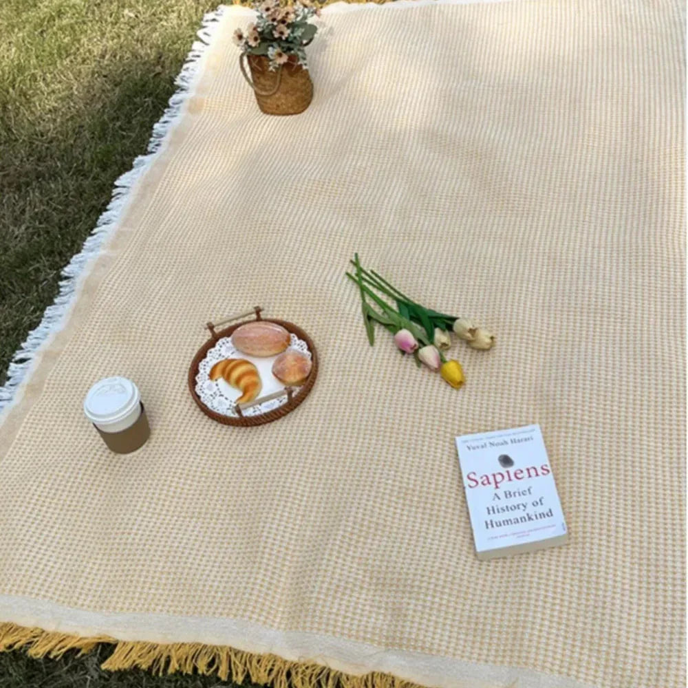 Mantel de Algodón y Lino para Picnic y Jardín