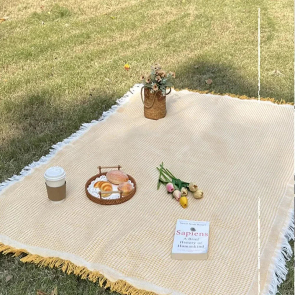 Mantel de Algodón y Lino para Picnic y Jardín