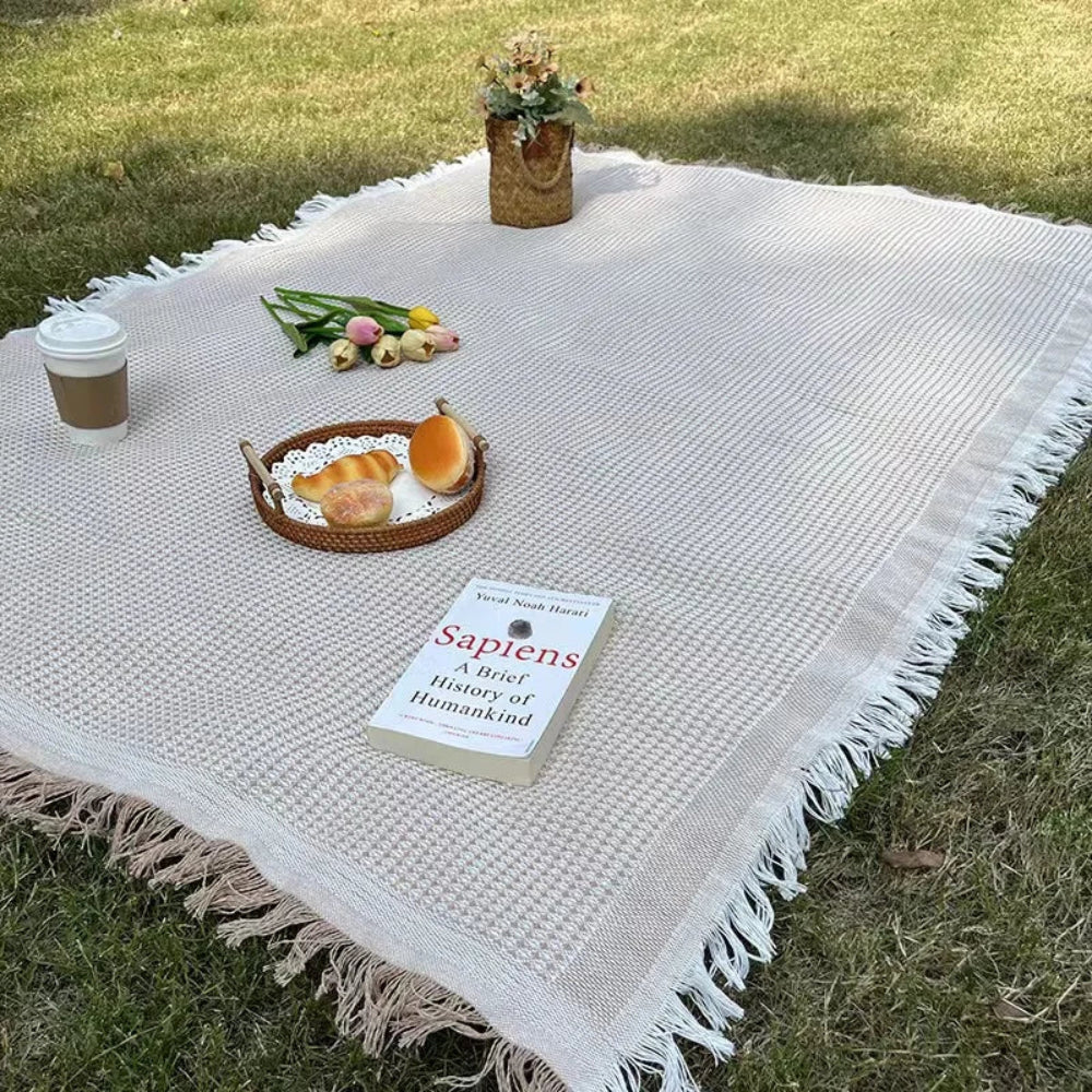Mantel de Algodón y Lino para Picnic y Jardín