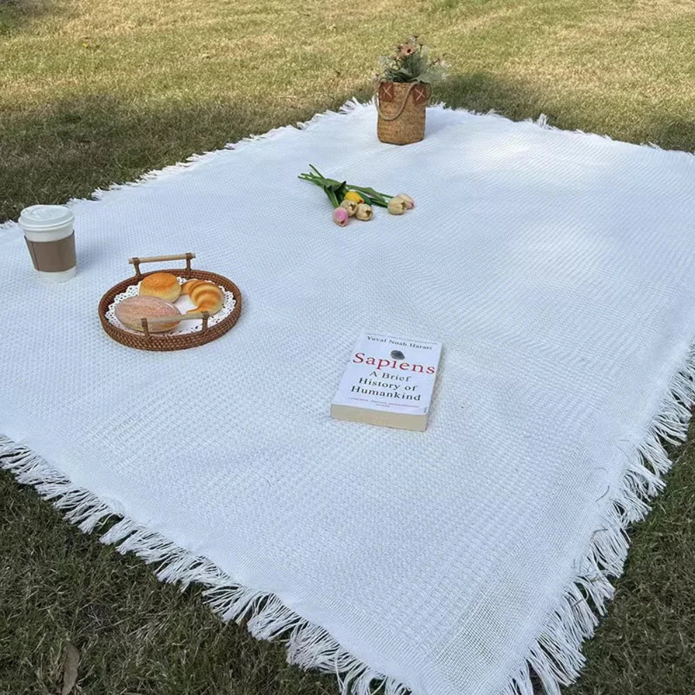 Mantel de Algodón y Lino para Picnic y Jardín