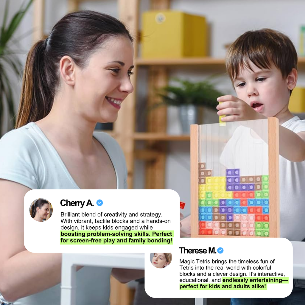Tablero Ecoblock Tetris – Juego de Rompecabezas de Madera para Niños y Adultos – Diversión Sostenible para Entrenar el Cerebro