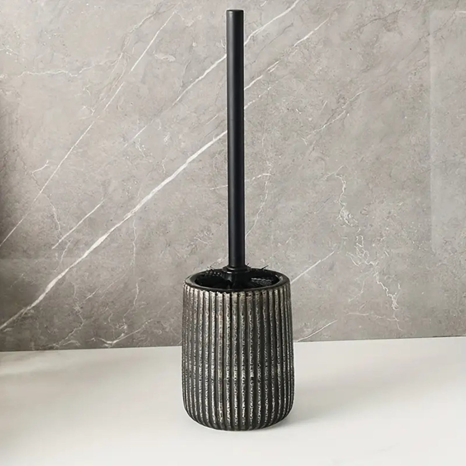 Juego de Soporte para Cepillo de Inodoro de Cerámica Texturizada