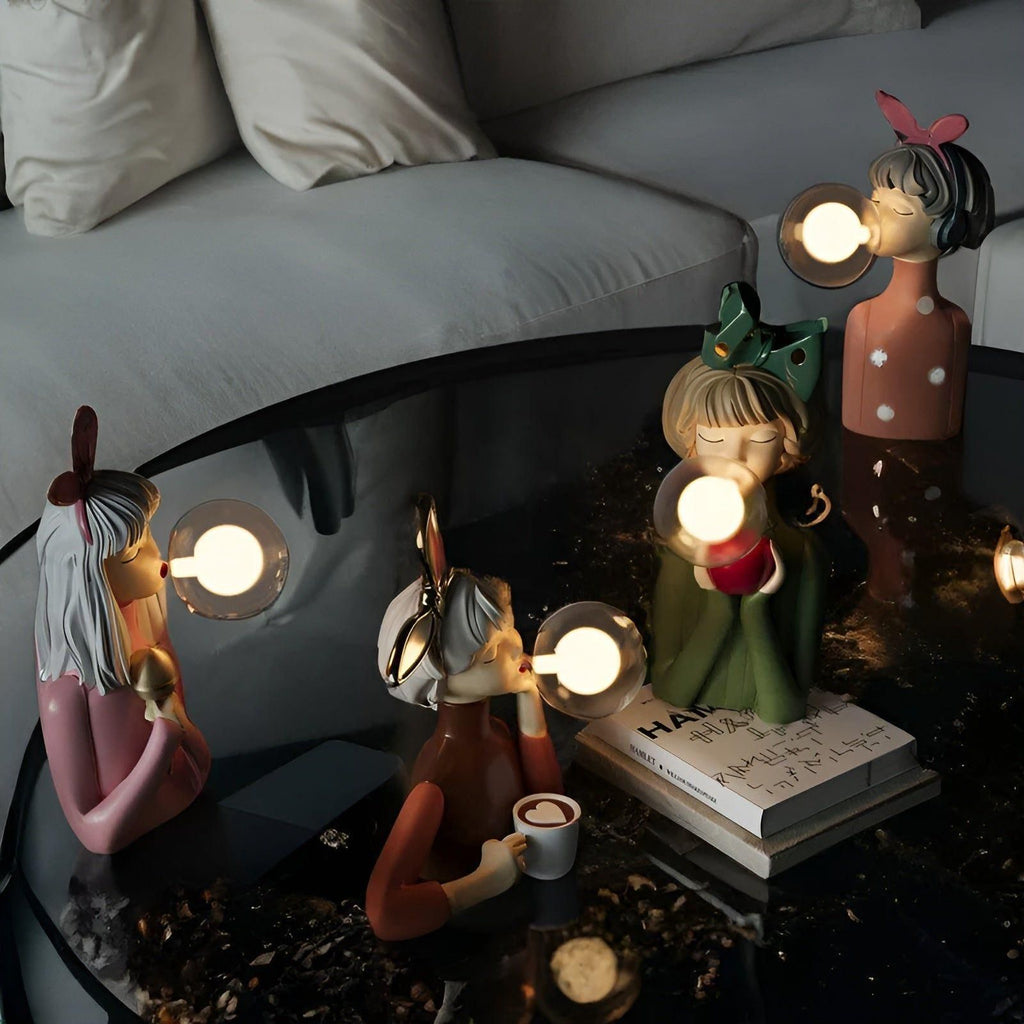 Luz nocturna con efecto burbuja – Adorno de niña burbuja USB lámpara de mesa para un hogar acogedor