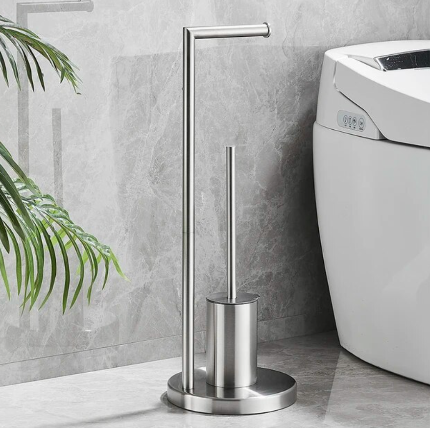 Soporte para Papel Higiénico con Cepillo Integrado para el Baño