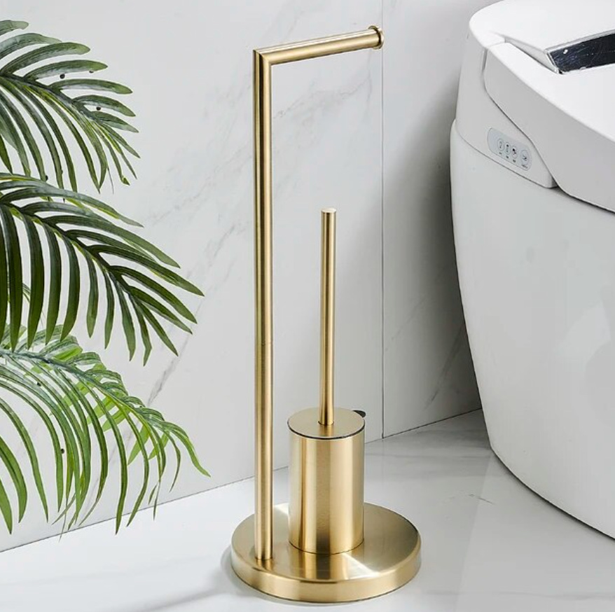 Soporte para Papel Higiénico con Cepillo Integrado para el Baño