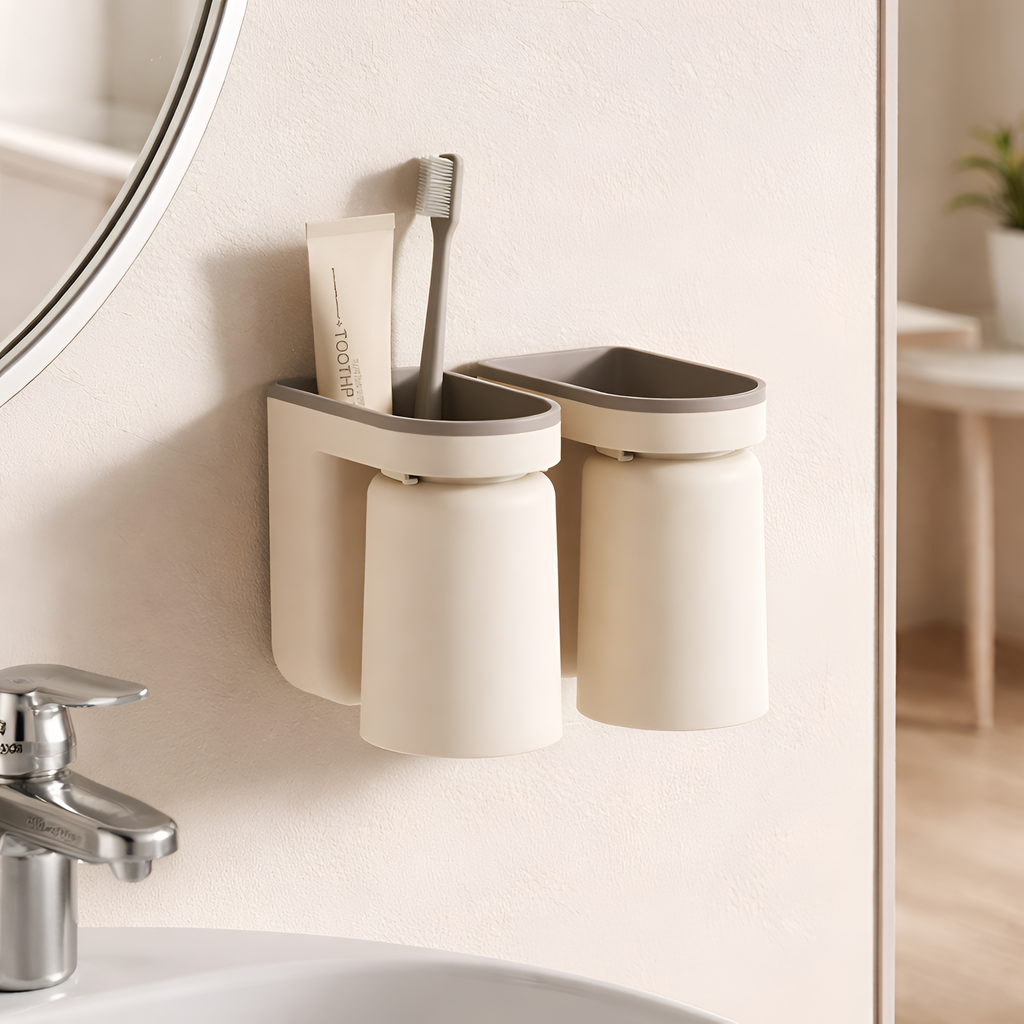 Tyrex - Organizador de Baño para Cepillos de Dientes con Vaso de Enjuague