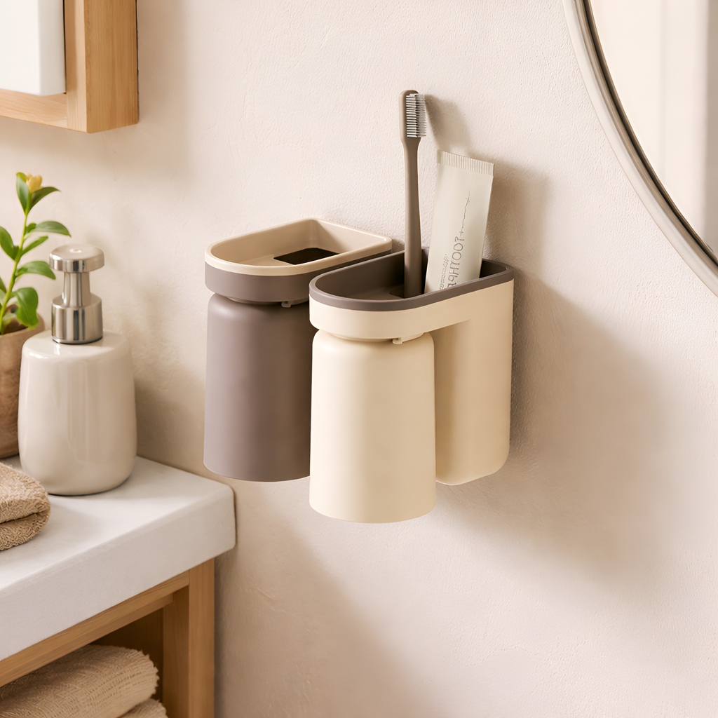 Tyrex - Organizador de Baño para Cepillos de Dientes con Vaso de Enjuague