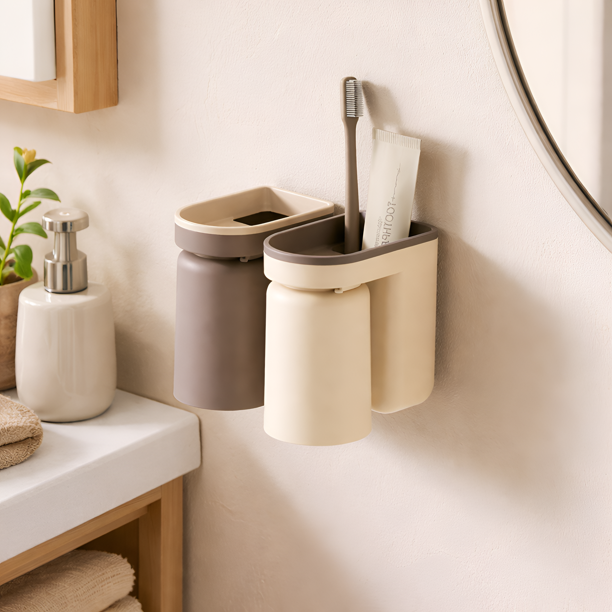 Tyrex - Organizador de Baño para Cepillos de Dientes con Vaso de Enjuague