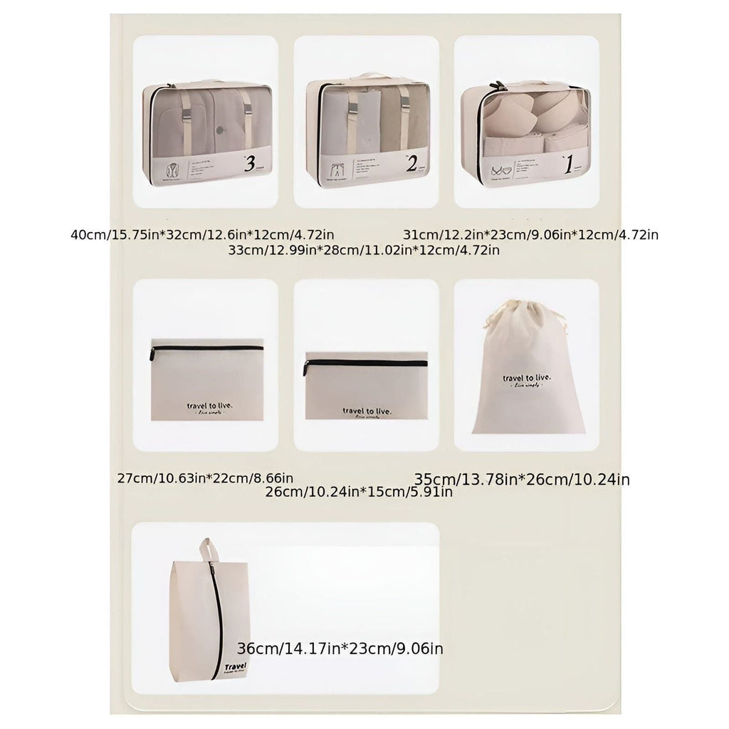 Lisslune | Set de 7 Piezas de Cubos de Embalaje para Viaje – Bolsas de Organización de Viaje de Compresión Ligera para Maletas y Equipaje