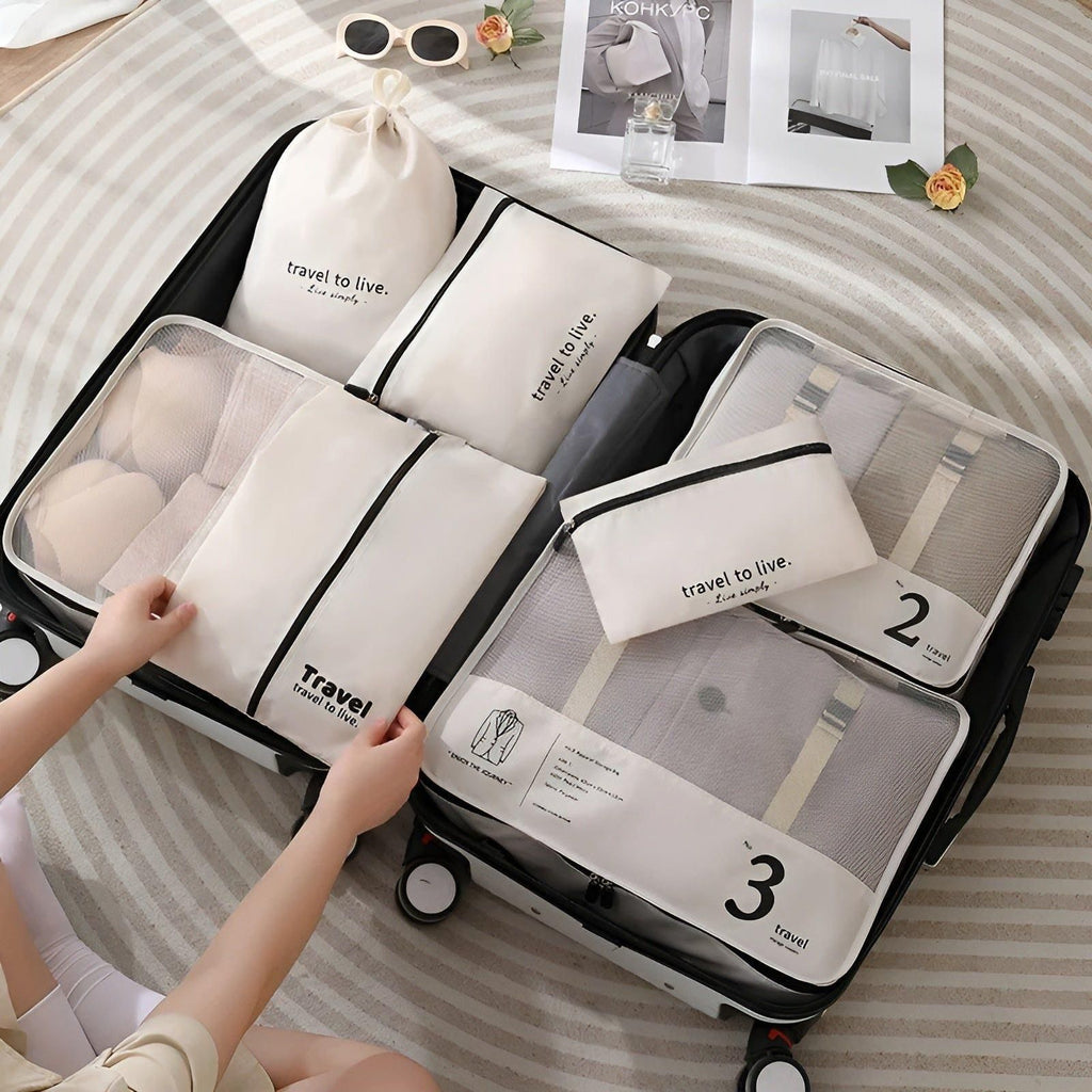 Lisslune | Set de 7 Piezas de Cubos de Embalaje para Viaje – Bolsas de Organización de Viaje de Compresión Ligera para Maletas y Equipaje