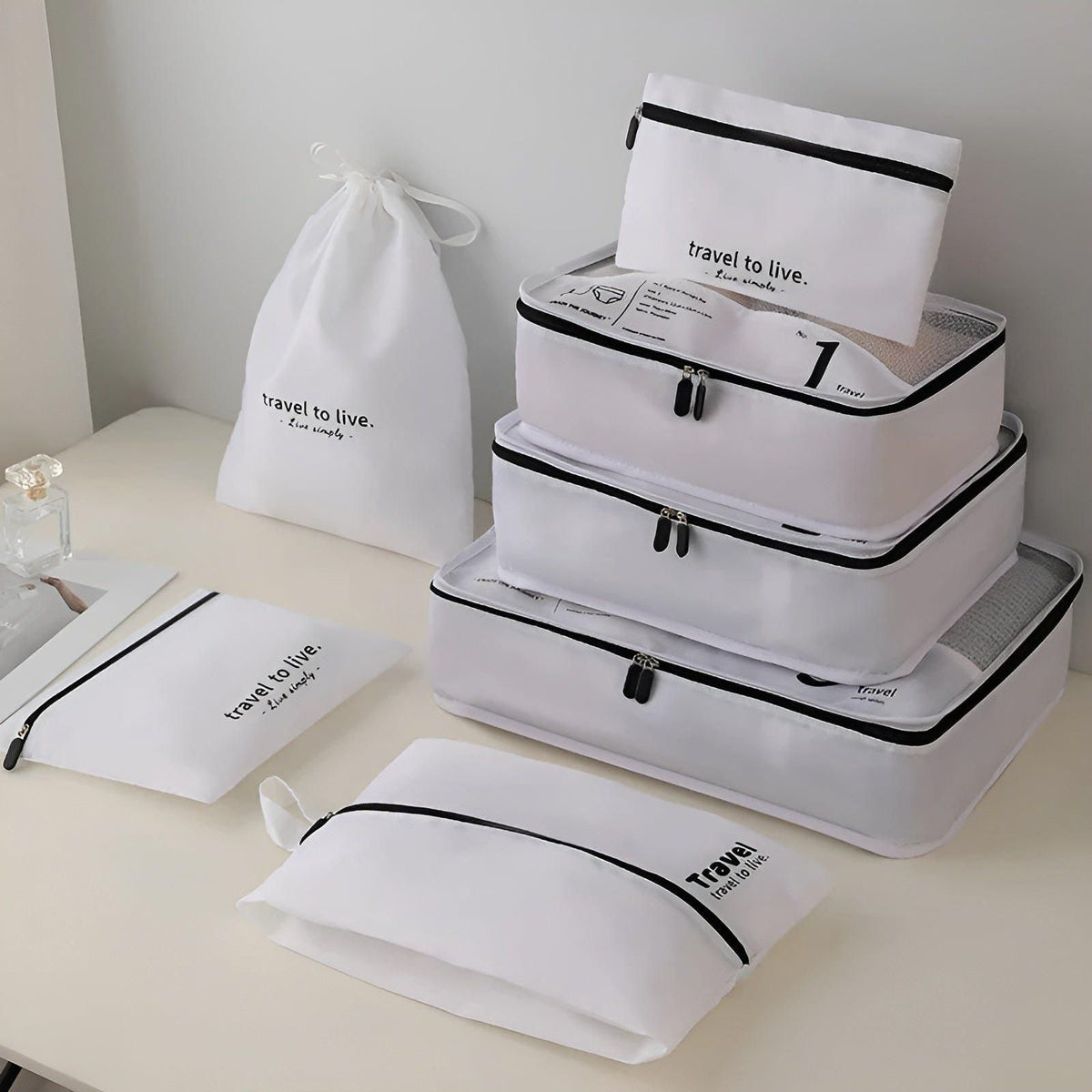 Lisslune | Set de 7 Piezas de Cubos de Embalaje para Viaje – Bolsas de Organización de Viaje de Compresión Ligera para Maletas y Equipaje