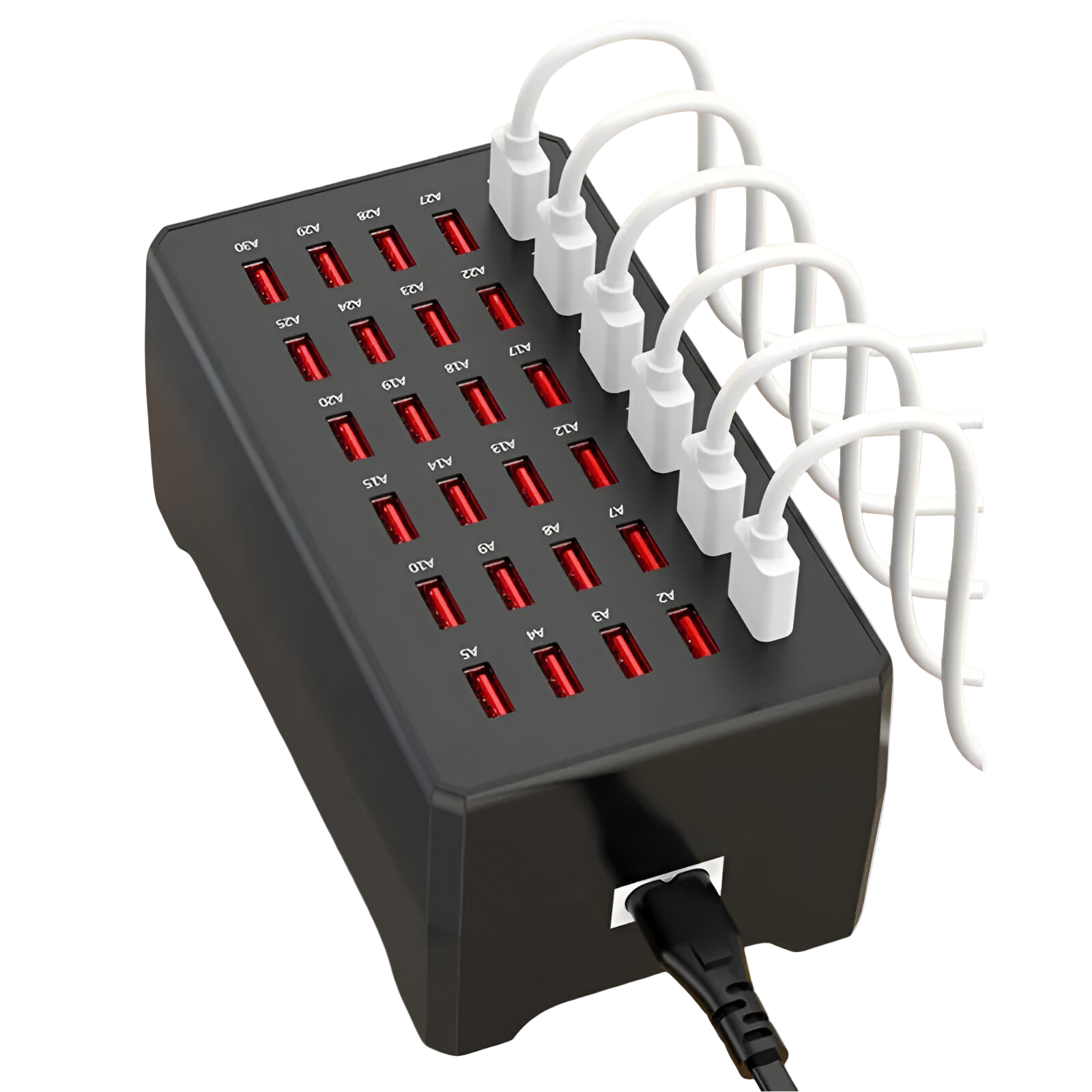 Estación de carga USB para múltiples dispositivos con 30 puertos