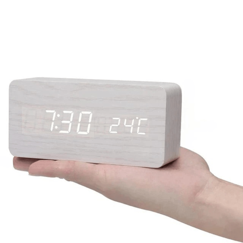 RELOJ DESPERTADOR LED TIMBERGLOW – Digital y Estiloso en Diseño de Madera Natural