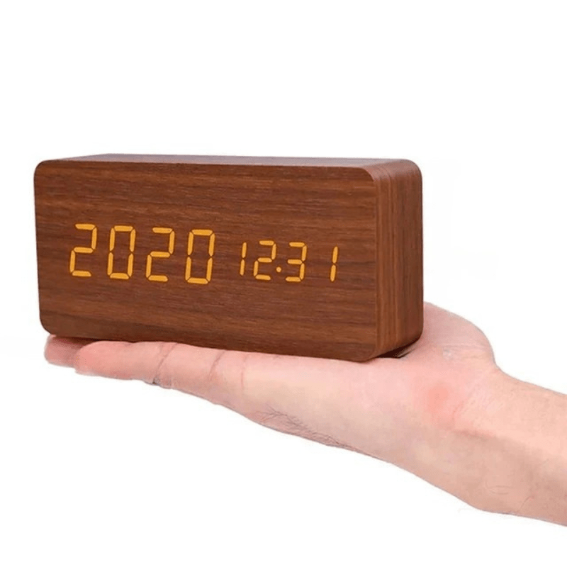RELOJ DESPERTADOR LED TIMBERGLOW – Digital y Estiloso en Diseño de Madera Natural
