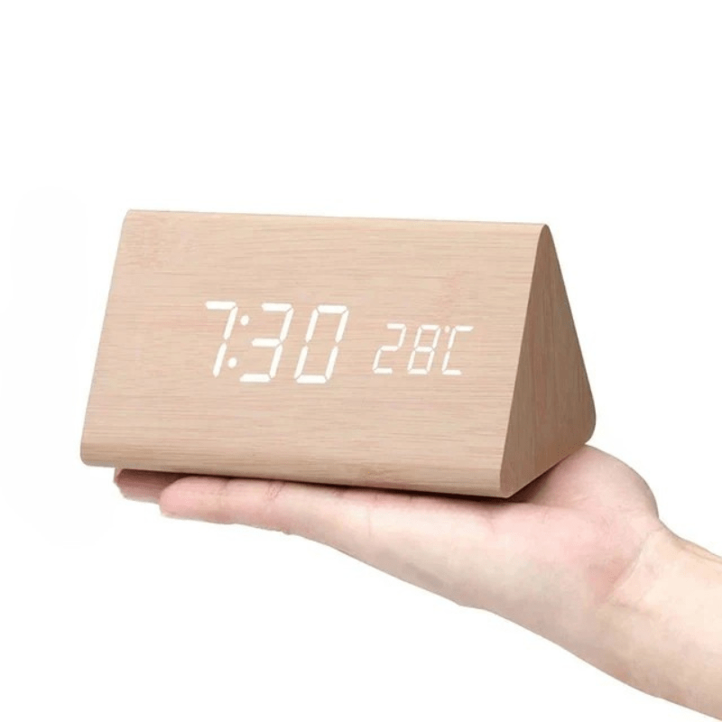 RELOJ DESPERTADOR LED TIMBERGLOW – Digital y Estiloso en Diseño de Madera Natural