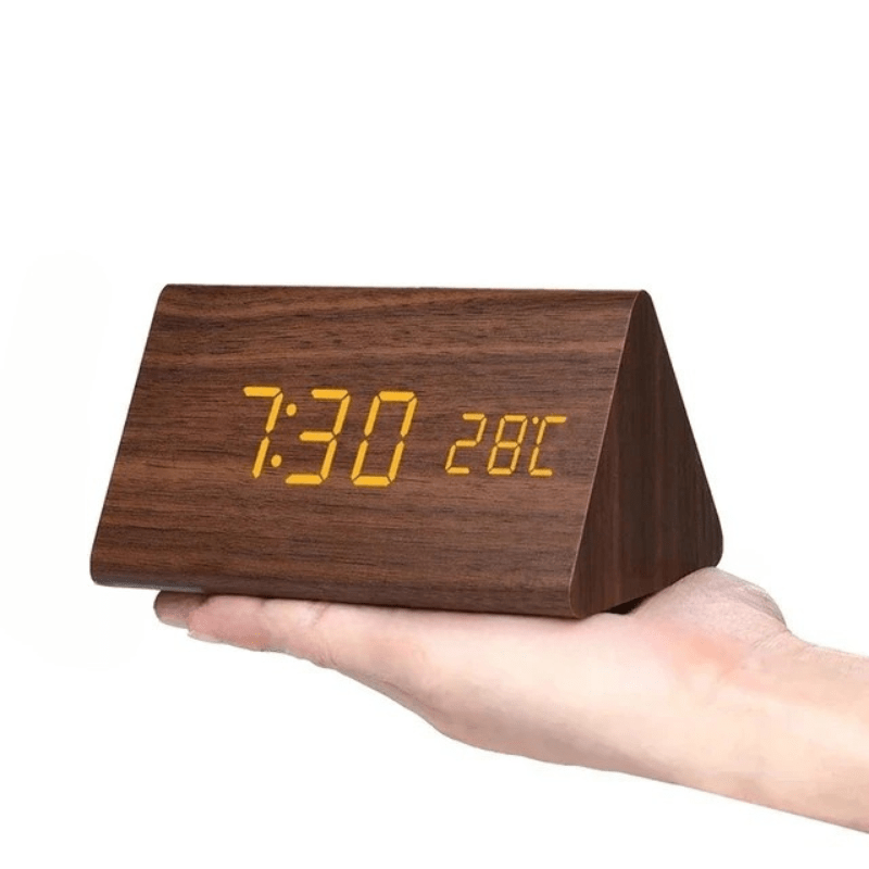 RELOJ DESPERTADOR LED TIMBERGLOW – Digital y Estiloso en Diseño de Madera Natural